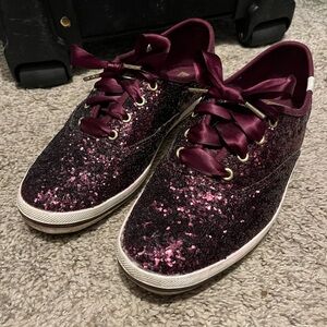 Burgundy Glitter Sneakers